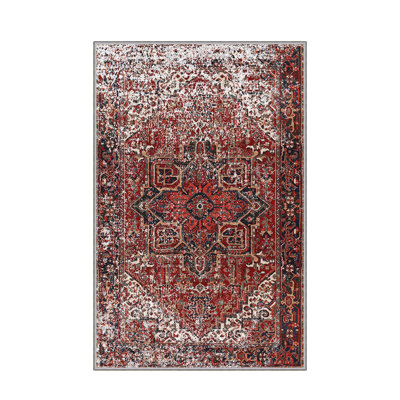 Tapis tissé élégant, 5,2 x 7,5 pieds | 100% polyester, hauteur des poils de 0,3 po, antibactérien, envers en PVC antidérapant | Lavable à la machine, impression numérique 3D | Parfait pour le salon, la chambre à coucher et la décoration intérieure
