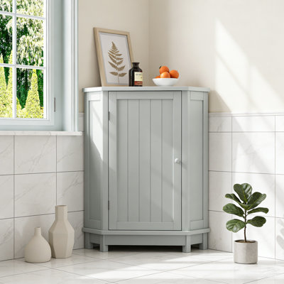 Bathroom Cabinet Triangle Corner Storage Cabinet With Adjustable Shelf Modern Style MDF Board