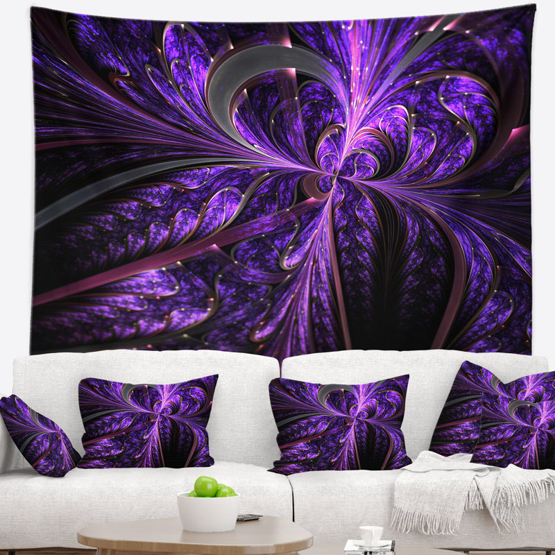 Tapisserie florale à motifs floraux mauve foncé, H 50 po x l 60 po