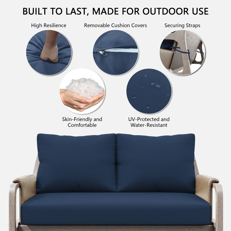 Ensemble de 3 coussins de remplacement de 5 po pour siège / dossier, Bleu marine