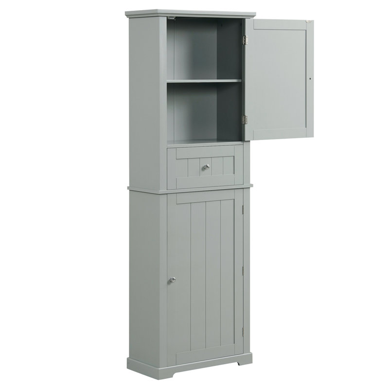 Tall Bathroom Storage Cabinet, Freestanding Storage Cabinet With Drawer And Adjustable Shelf, MDF Board With Painted Finish