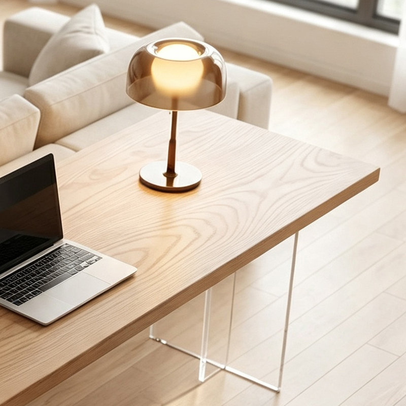 Bureau flottant en acrylique de style européen, H 29,52 po x l 78,74 po x P 27,55 po
