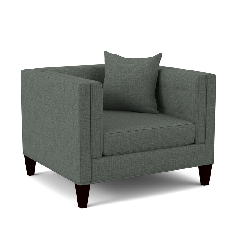 Fauteuil en polyester touffeté l 43 po Banelly, Chenille en acier Napa