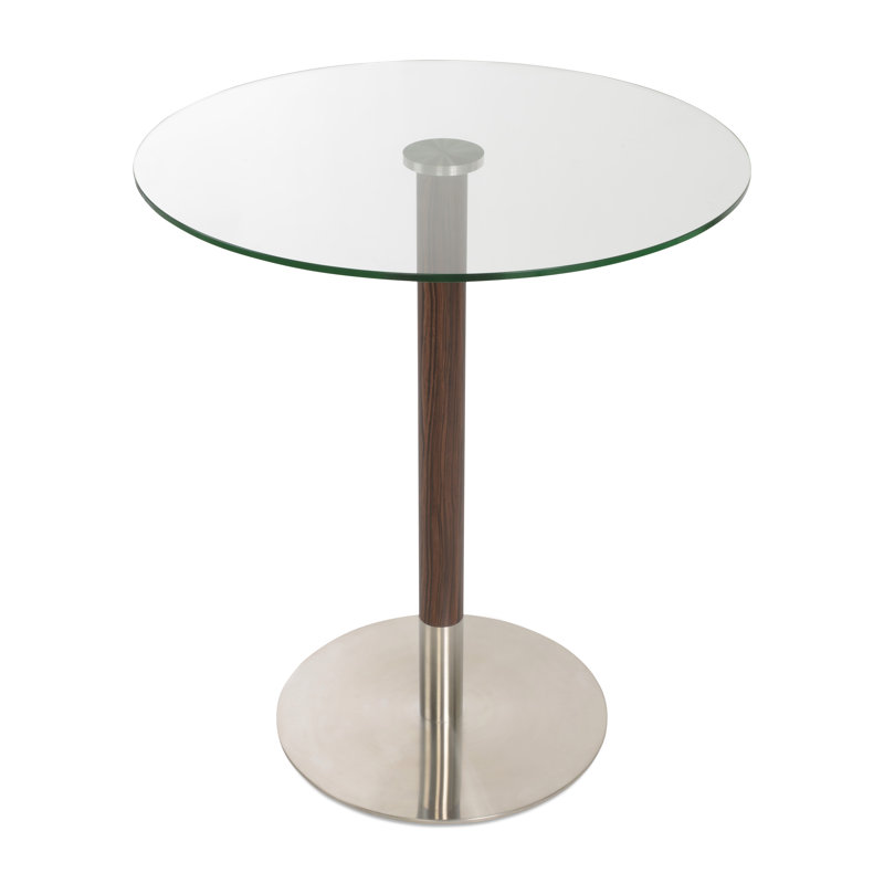 Table de salle à manger Tango, L 28 po x L 28 po, Table de bar (hauteur de 42,5 po), Brossé / noyer