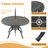 Shanese 7-Piece 47.24 -inch Round Table Cast Aluminum Outdoor Dining Set with Umbrella Hole and Blue Cushions