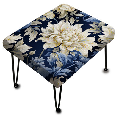 Astral bleu blanc damassé Radiance IV - Repose-pieds rectangulaire damassé