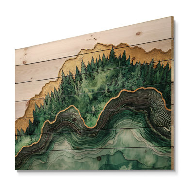 Forest River Of Emerald Crystal II - Forest Wood Wall Decor - On Natural Pine Wood