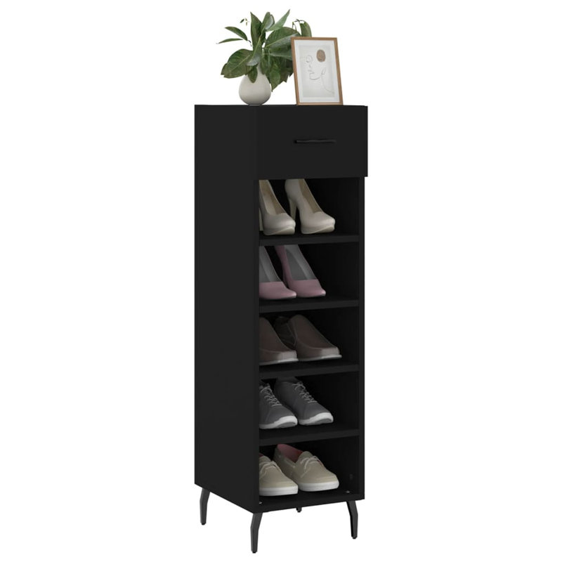 5 Pair Shoe Storage Cabinet, Black
