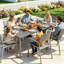 6-Person Rectangular Garden Dining Table, 165 x 80cm Outdoor Table with Metal Slatted Top