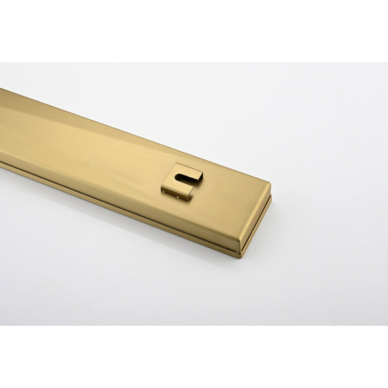 12 Inches Linear Shower Drain, Included Hair Strainer And Leveling Feet, Brushed Gold