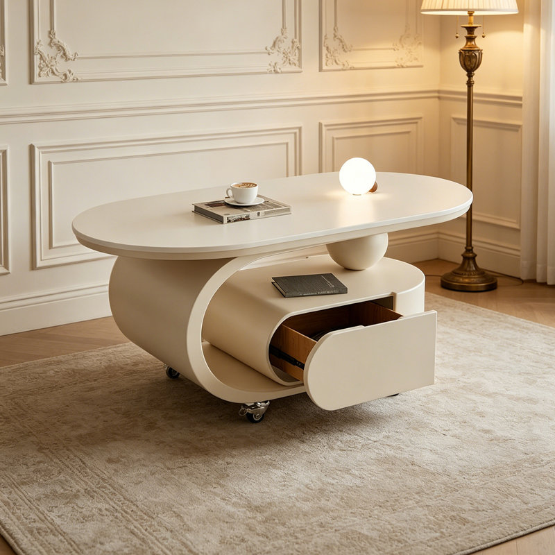 Mikole, H 17,71 po x L 31,49 po x l 15,74 po, Blanc, Crème