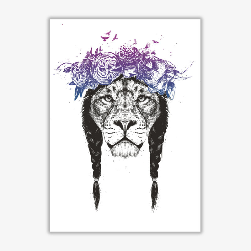 King Of Lions by Mercedes Lopes Charro - Print, 29.7 cm H x 21 cm W x 1 cm D, No Frame
