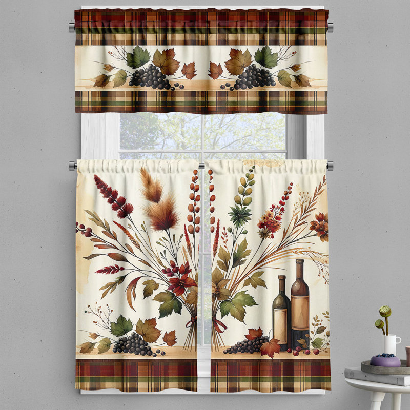Floral Tailored Kitchen Curtain, 55" W x 36" L