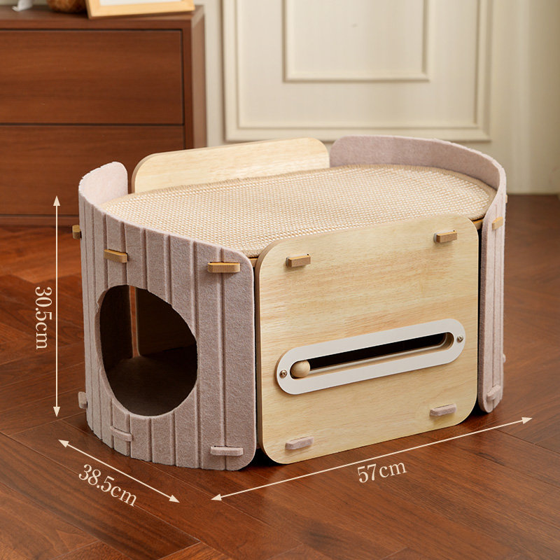 Lit pour chat en bois avec cachette fermée pour chat d'intérieur de 12 po Fairela