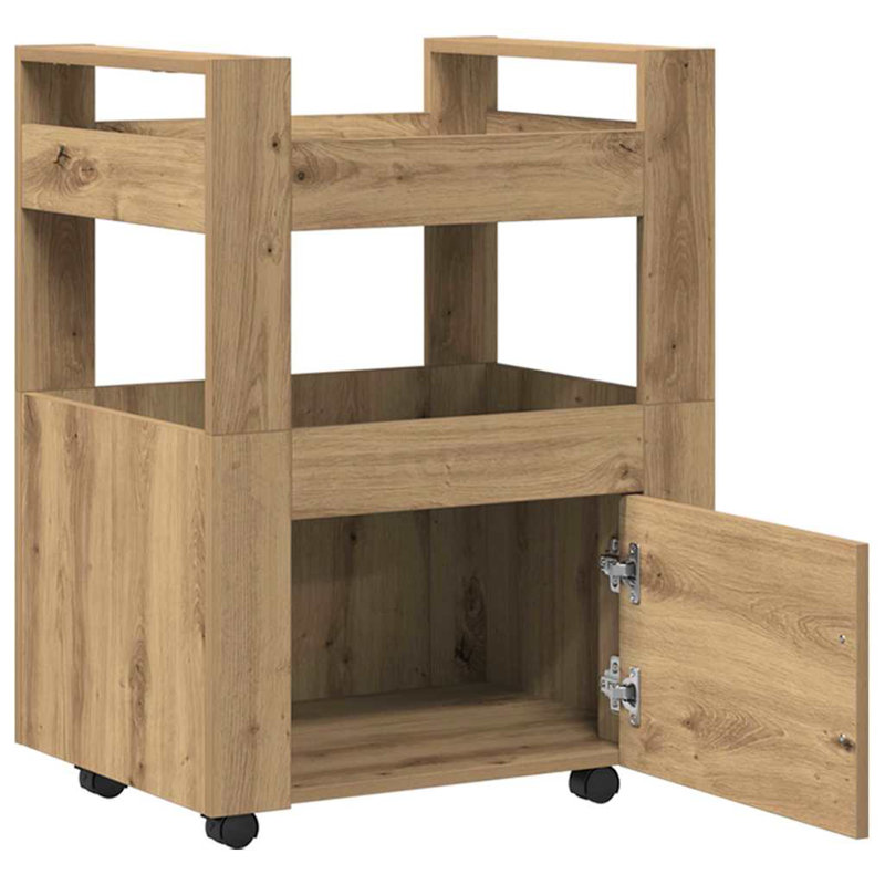 Kitchen Trolley Engineered Wood Organiser Food Tea Rack Multi Colours, Artisan Oak