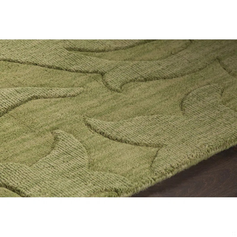 Tapis transitionnel en laine touffeté à la main Wage, Rectangulaire 9 pi x 13 pi, Vert