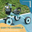 Tricycle pour enfants de 2 à 5 ans avec siège réglable, vélo pour tout-petits pour enfants avec panier, sonnette, poignées de guidon-125900835