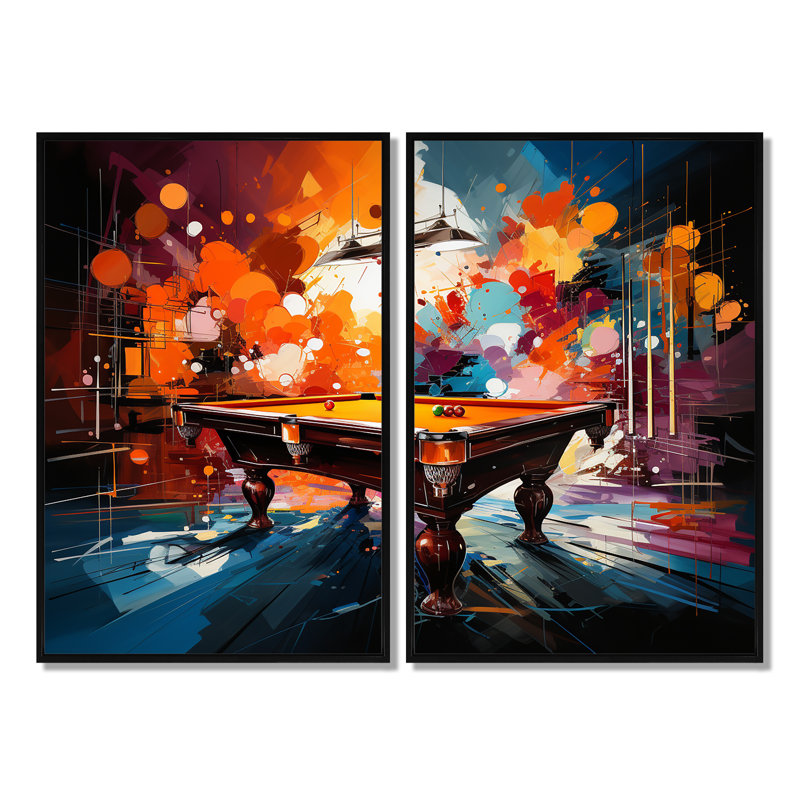 Art mural moderne sur toile Billard, Impression encadrée flottante, Black, 36" H x 48" W