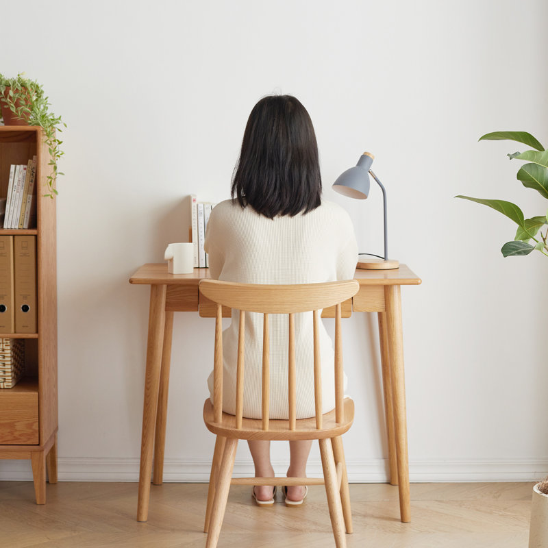 Table de travail en bois naturel - Chêne massif avec coiffeuse 100% robuste pour la chambre à coucher