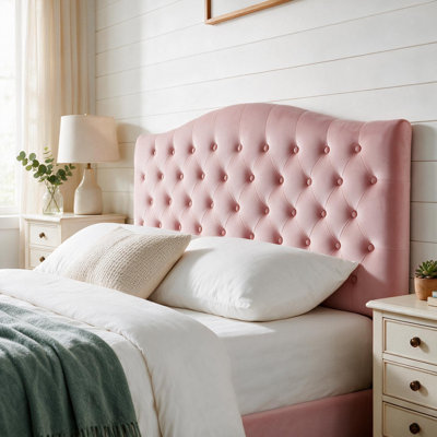 Button-Tufted Upholstered Headboard with Wall-Mount Option