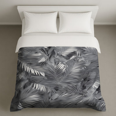 Silver Palm Leaves Duvet Covers