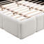 Lit plateforme très grand blanc avec tête et pied de lit Boucle Thick, revêtement de style bloc-34127208