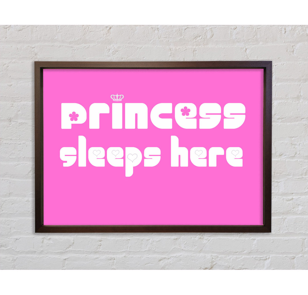 Mädchenzimmer Zitat Princesss Sleeps Here 2 Vivid Pink - Einzelner Bilderrahmen Typografie auf Leinwand