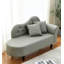 Chaise longue de style européen en bois massif et cuir pour chambre et salon-385085626