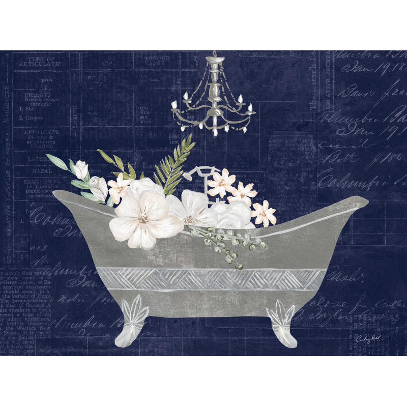 «Maquoit Floral Bath II Indigo» par Courtney Prahl, H 30 po x l 40 po