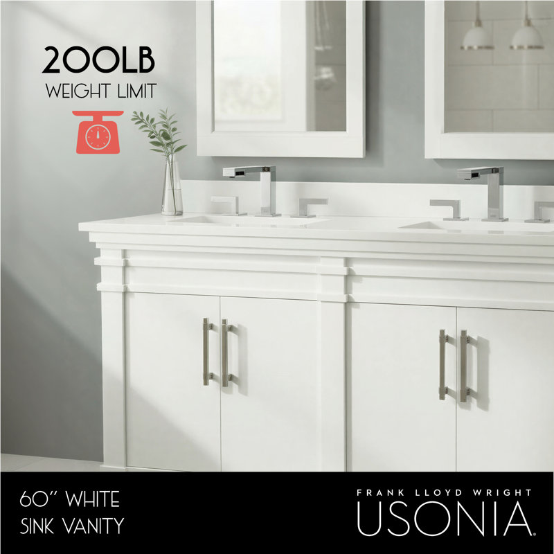 FLW Harmony 36 Wood Sink Vanity, White, 60