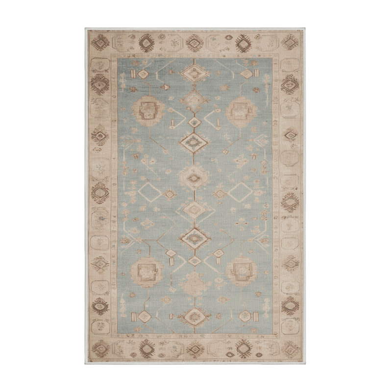 Tapis beige lavable à la machine Afyon, Rectangle 4 pi x 6 pi