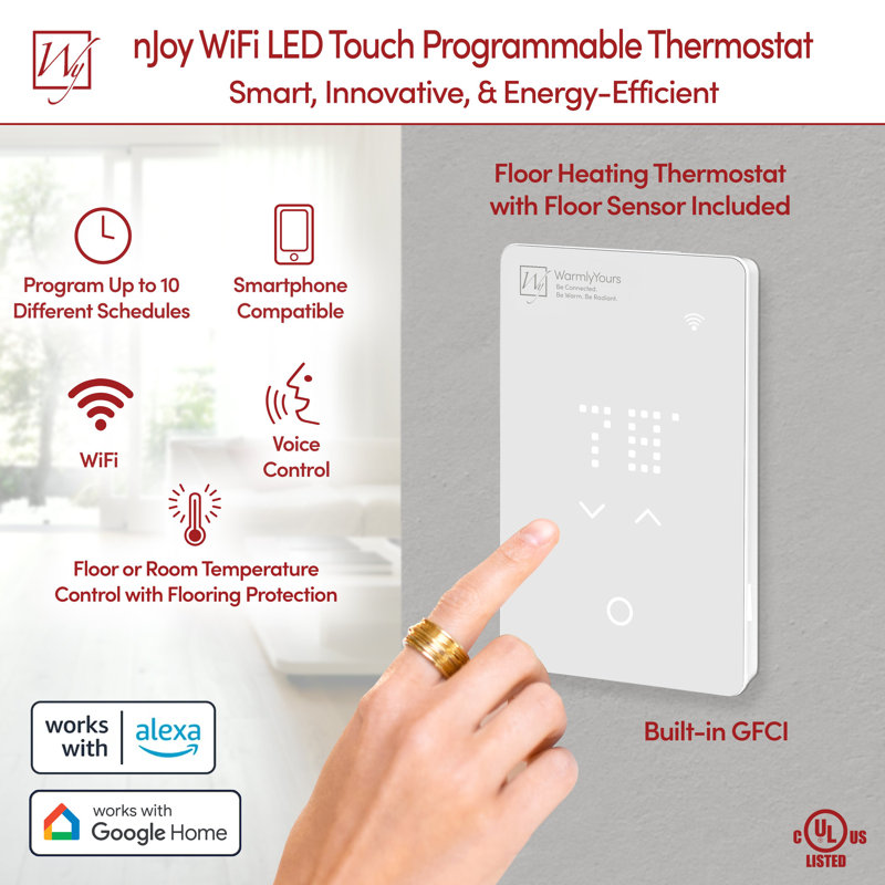 Thermostat nJoy WiFi - programmable, GFCI de classe A, avec capteur de plancher