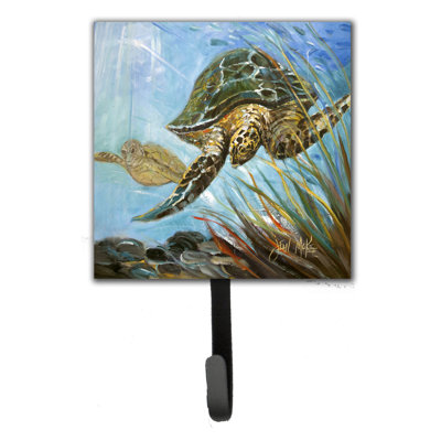 Porte-laisse en tortue de mer loggerhead et crochet mural