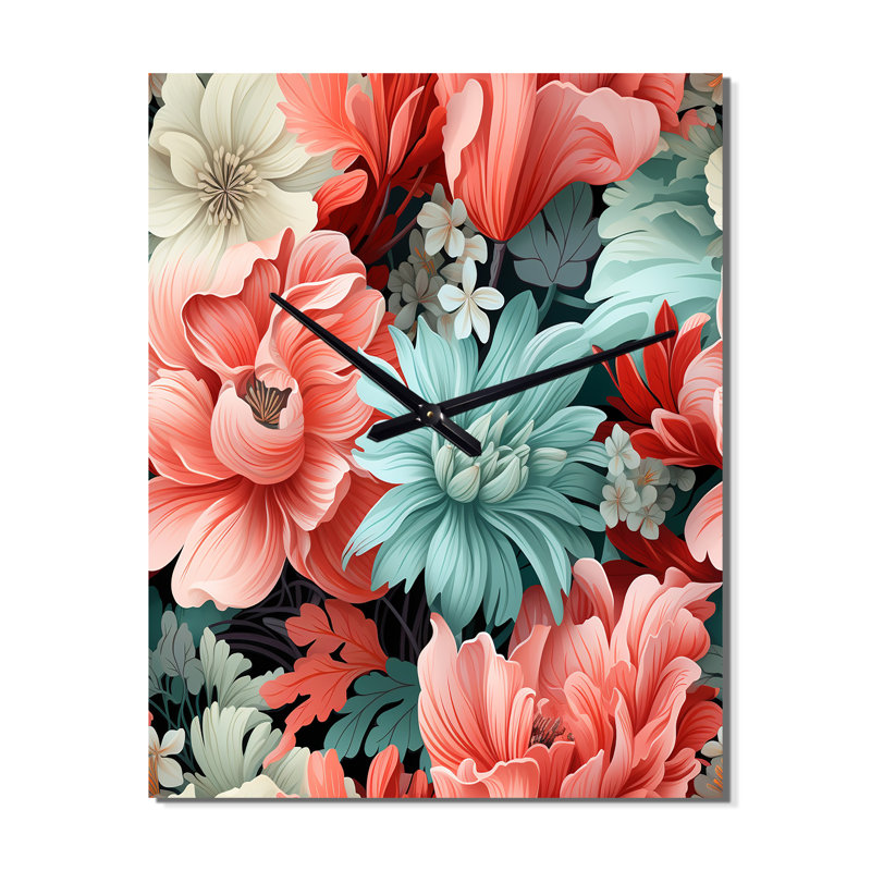 Corail Serenade Tropical Motif III - Horloge murale moderne tropicale, Petit