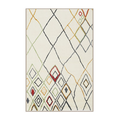 Tapis contemporain beige / rouge