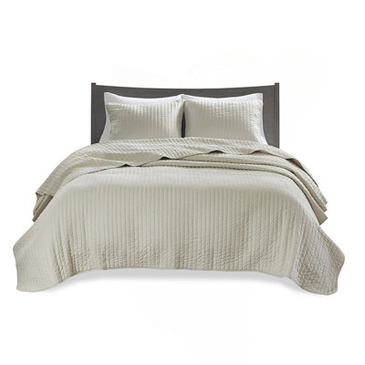 3 Piece Quilt Set Cream King/Cal King