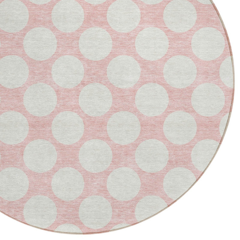 Tapis rond lavable à pois 8 po