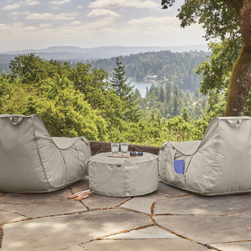 Pina Polyester Ottoman Slipcover, Gray
