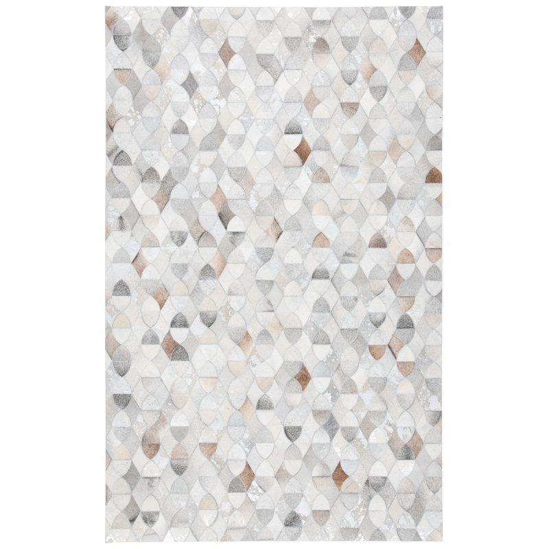 Tapis ivoire / gris à tissage plat Abbie-Lei, Rectangle 4 pi x 6 pi