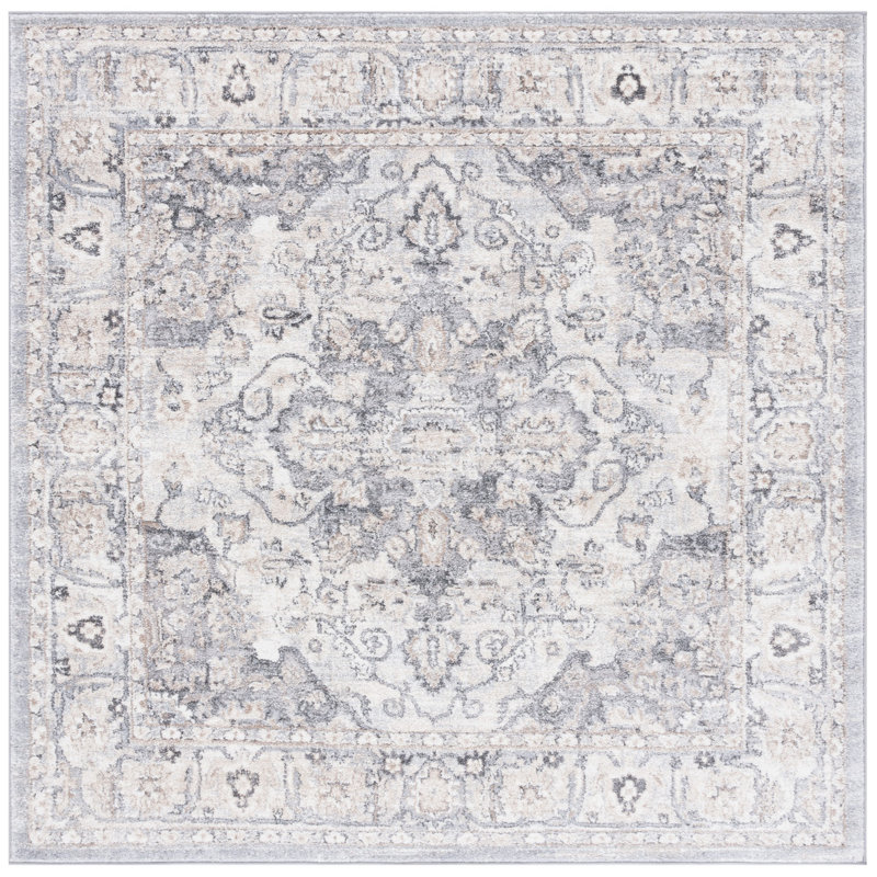 Tapis gris / ivoire Hka, Carré 6 pi 7 po