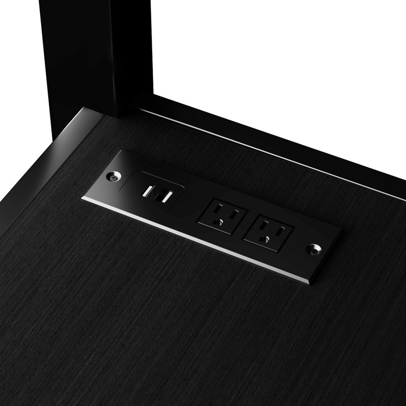 Lit mezzanine double avec structure en métal et caractéristiques pratiques - garde-robe noire, bureau et port à DEL pour une niche de chambre attrayante