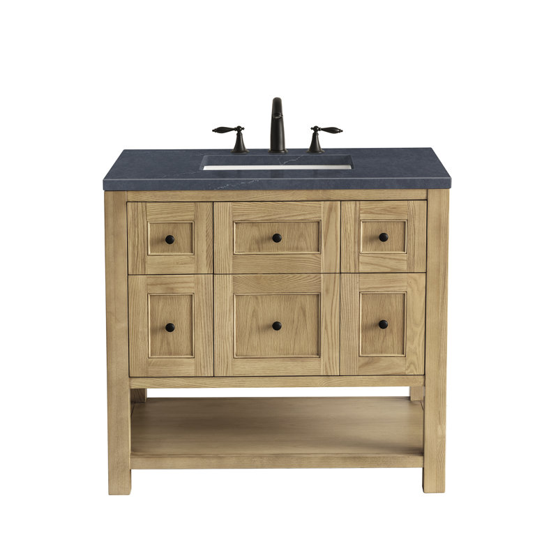 Breckenridge 36'' W Single Vanity, Charcoal Soapstone, Light Natural Oak, 8" Widespread