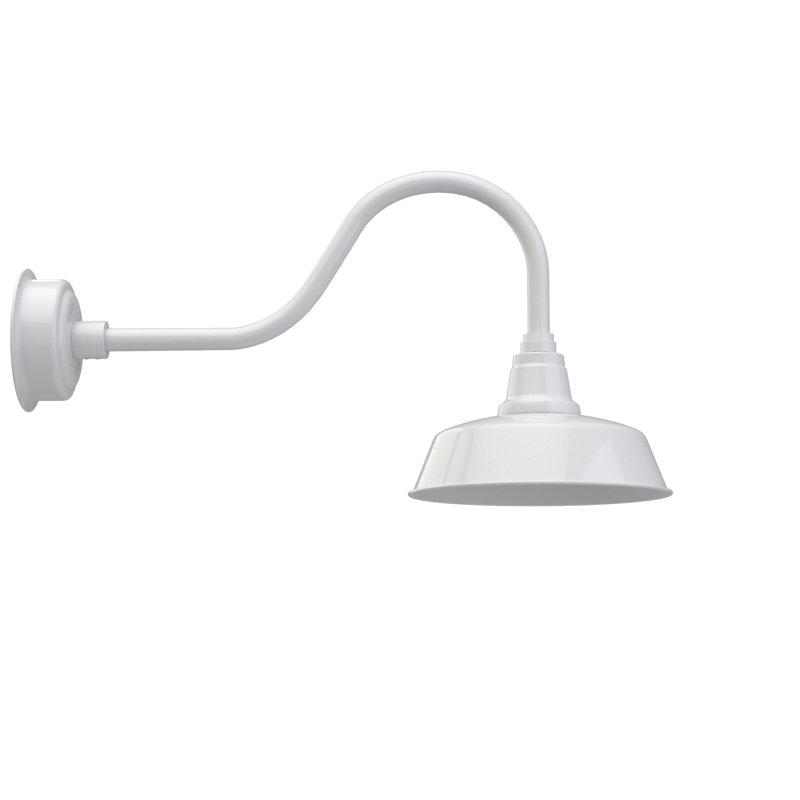Luminaire de grange d'extérieur à DEL Vandervliet, H 16,38 po x l 12 po x P 29,75 po, Blanc