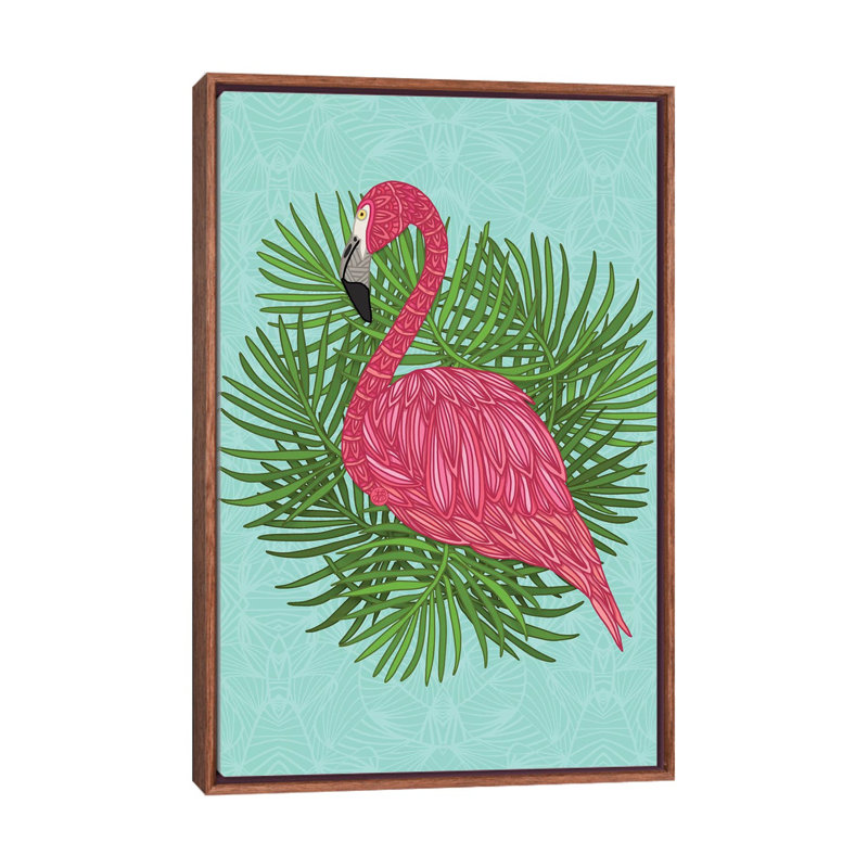 «Pink Tropical Flamingo» par Angelika Parker - impression d'art graphique, H 40 po x l 26 po x P 1,5 po, Pas de tapis