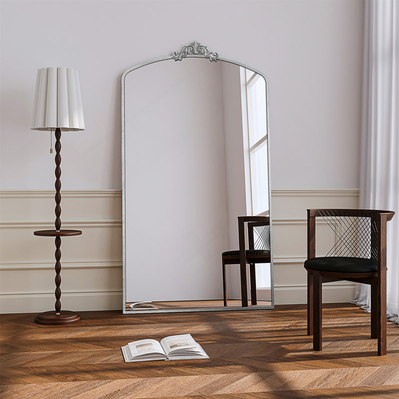 Full Length Mirror 36X66 Inch Vintage Ornate Arched Floor Mirror Metal Framed Mirror Dressing Mirror Oversized Wall Mirror, For Entryway, Living Room, Bedroom, Clothing Shop