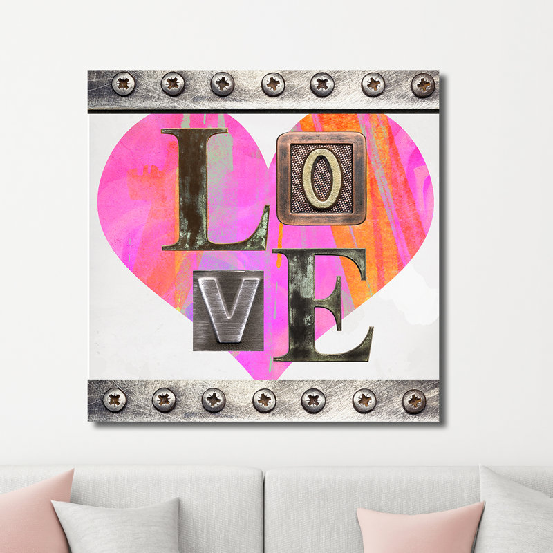 «Love», reproduction d'impression sur toile encadrée, H 36 po x l 36 po x P 1,5 po, Toile tendue
