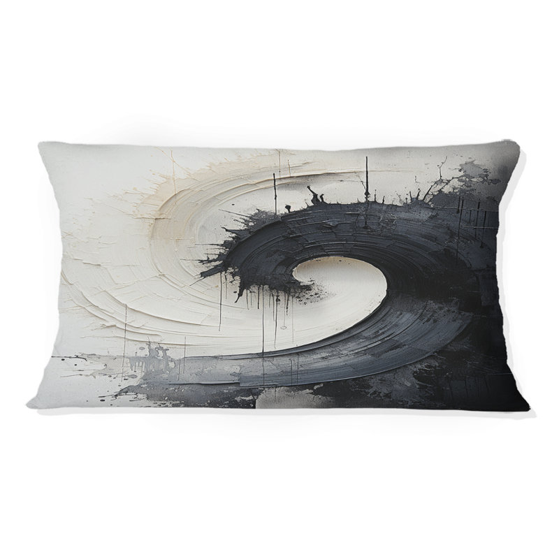 Contrasting Harmony I - Abstract Spirals Printed Throw Pillow