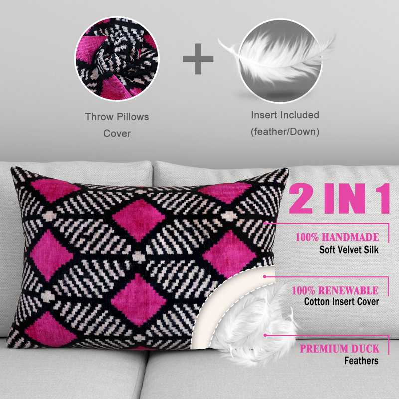 Lumbar Pillow Cover & Insert, Pink Geometric
