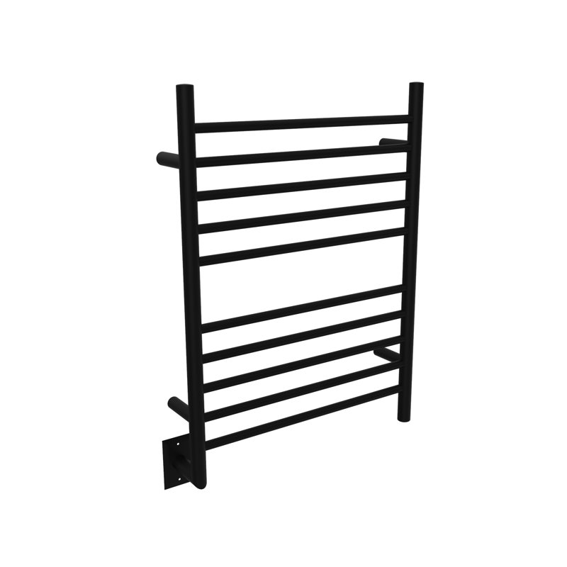 Left Electrical Radiant Straight Towel Warmer Hybrid Plugin/Hardwired, Matte Black