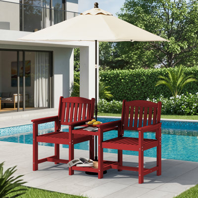 Chaise Adirondack d'extérieur en PEHD avec table double épaisseur